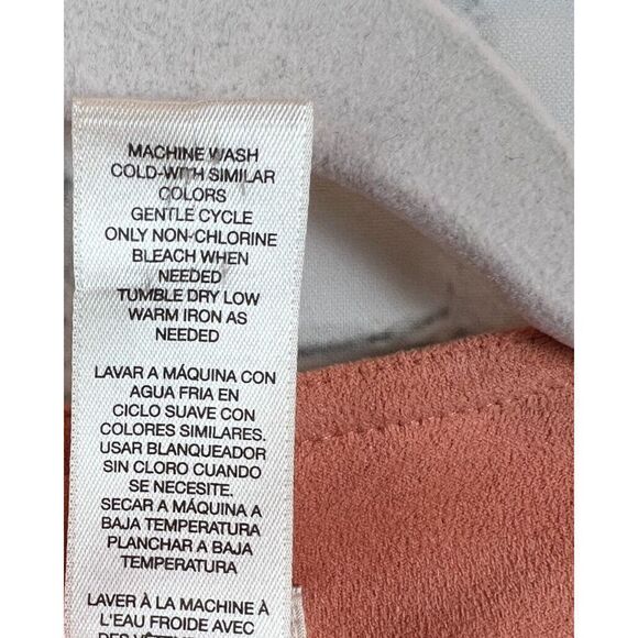 CHICO'S perforated faux suede orange peach open front draped jacket 1 (M) NWOT - Picture 6 of 9